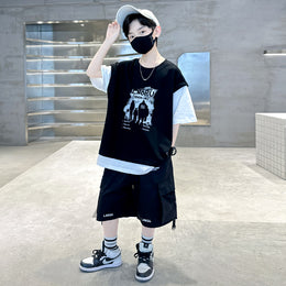Boys Printed T-shirt with Shorts