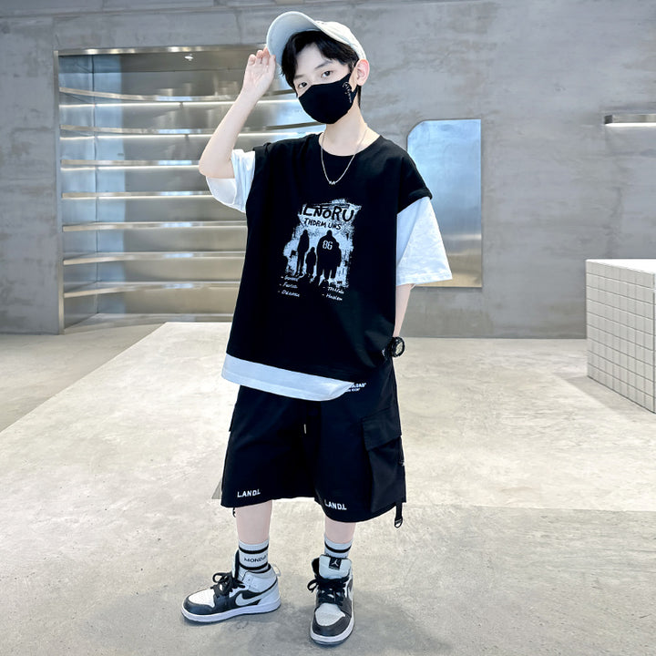 Boys Printed T-shirt with Shorts
