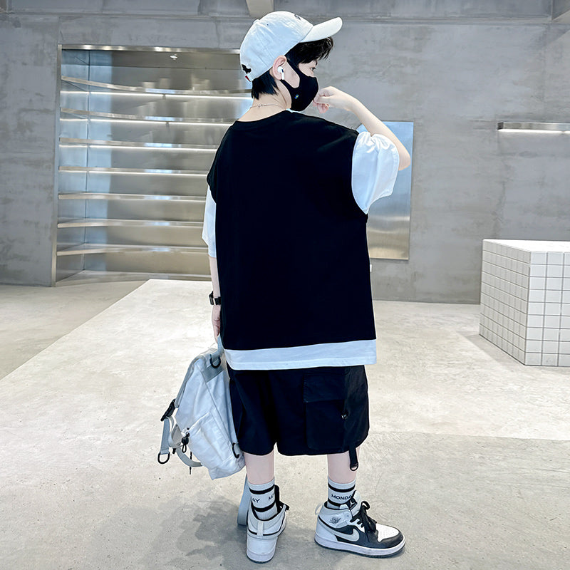 Boys Printed T-shirt with Shorts