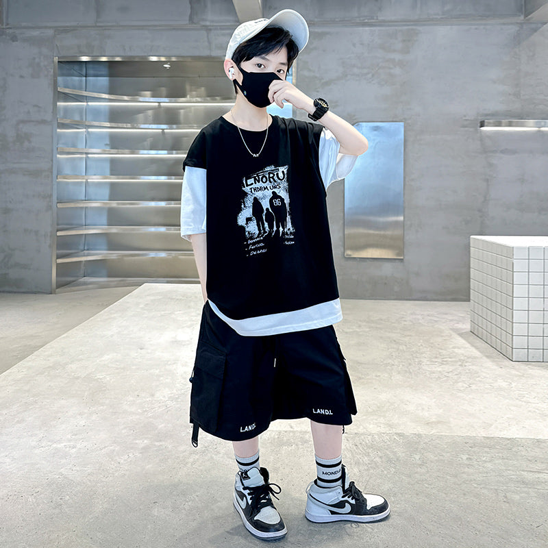 Boys Printed T-shirt with Shorts