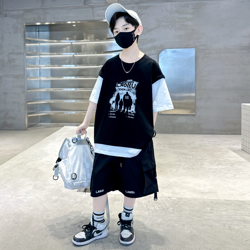 Boys Printed T-shirt with Shorts