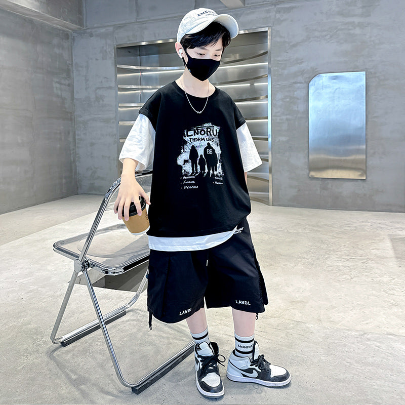 Boys Printed T-shirt with Shorts