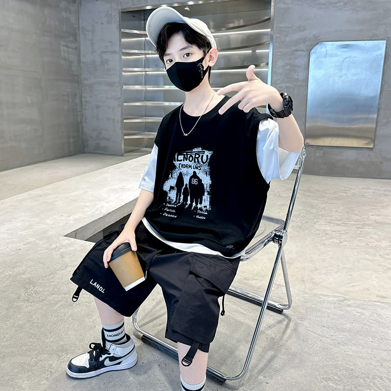 Boys Printed T-shirt with Shorts