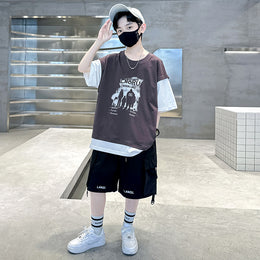 Boys Printed T-shirt with Shorts Clothing Set