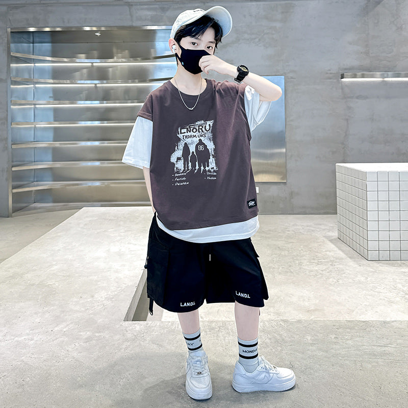 Boys Printed T-shirt with Shorts Clothing Set