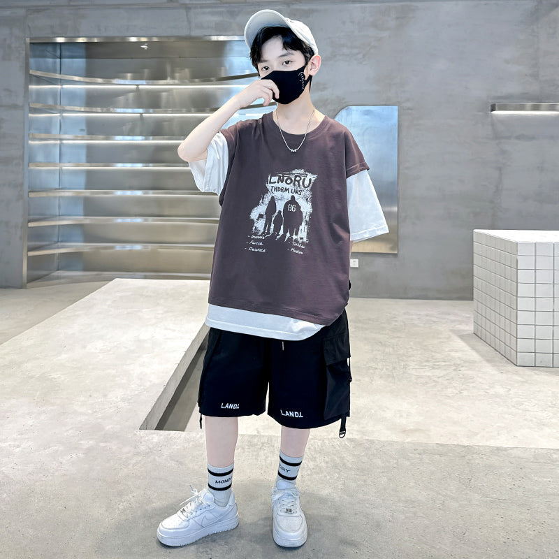 Boys Printed T-shirt with Shorts Clothing Set