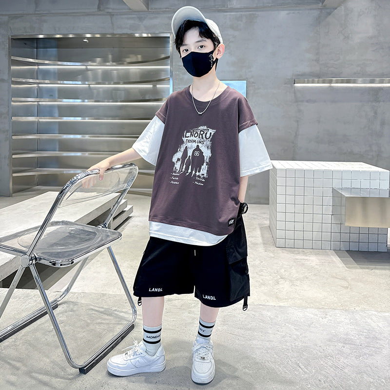 Boys Printed T-shirt with Shorts Clothing Set