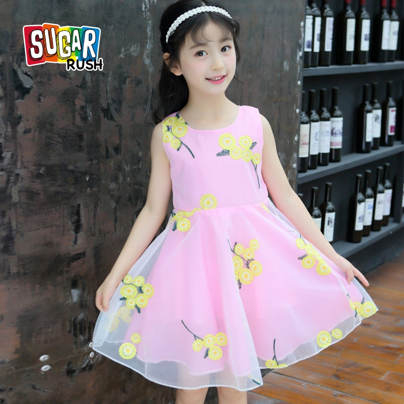 Girl Floral Embroidered Fit & Flare Dress