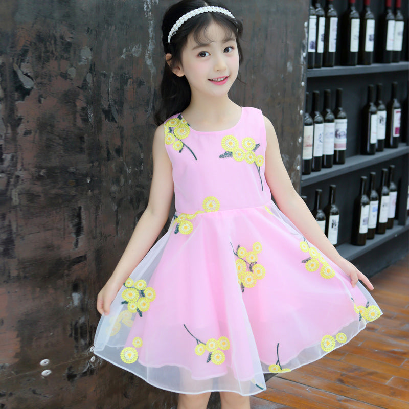 Girl Floral Embroidered Fit & Flare Dress