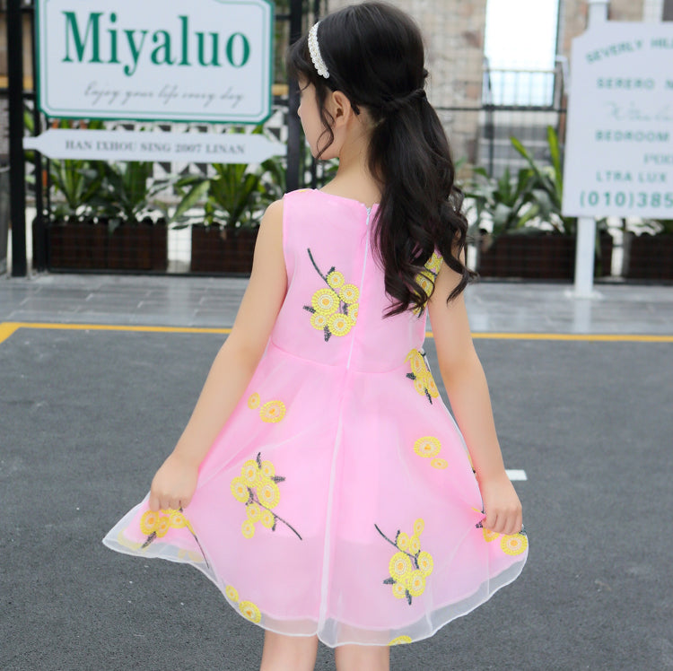 Girl Floral Embroidered Fit & Flare Dress