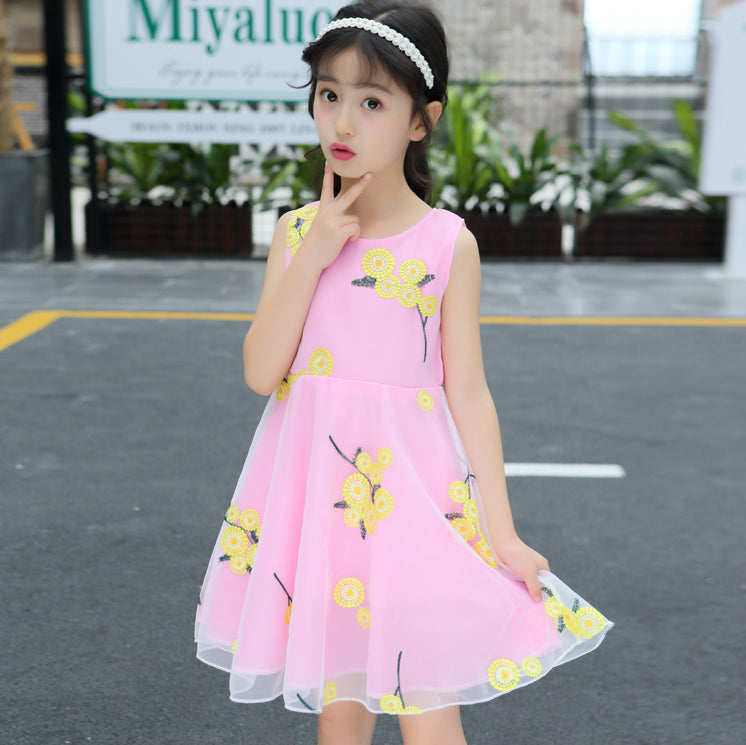 Girl Floral Embroidered Fit & Flare Dress