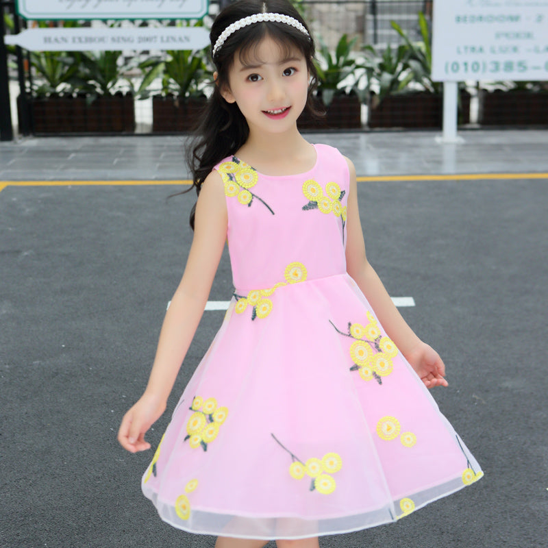 Girl Floral Embroidered Fit & Flare Dress