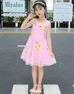 Girl Floral Embroidered Fit & Flare Dress