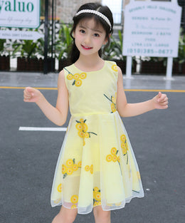 Girl's Floral Print A-Line Dress