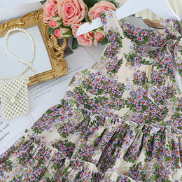 Floral Printed Layered Fit and Flare Midi Dress