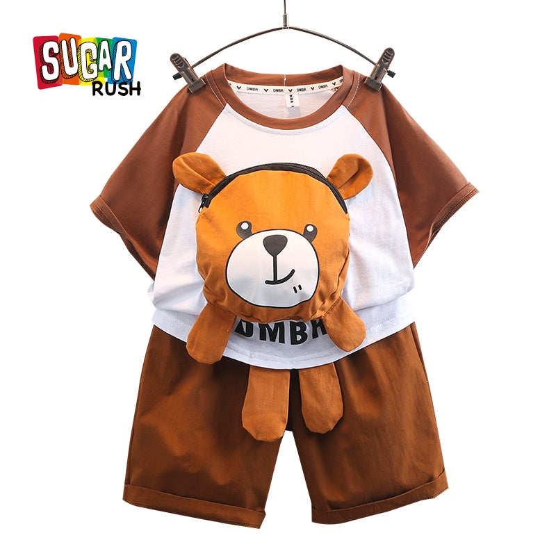 Boys Short Sleeves Round Neck T-shirt with Shorts