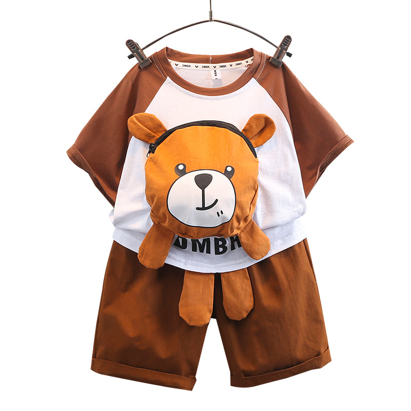 Boys Short Sleeves Round Neck T-shirt with Shorts