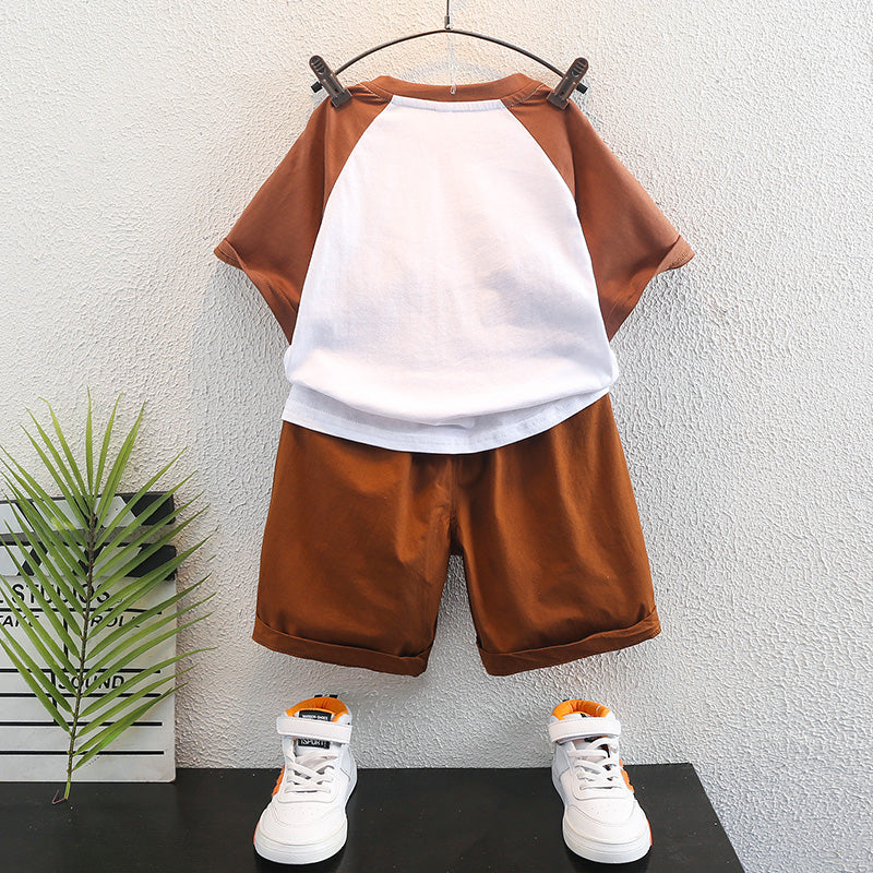 Boys Short Sleeves Round Neck T-shirt with Shorts