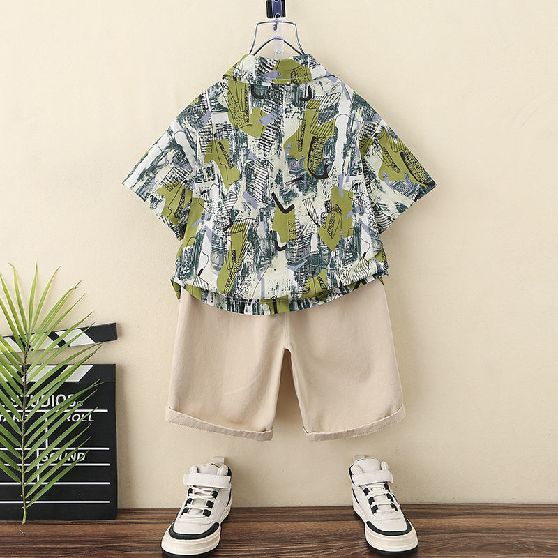 Boys Printed Shirt with Shorts