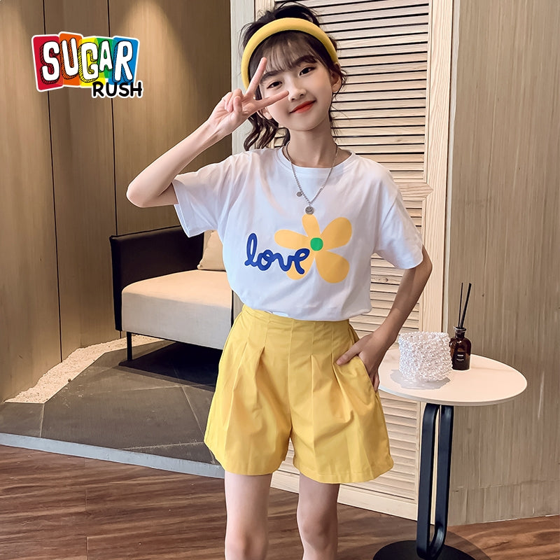 Girls Pure Cotton T-shirt With Shorts