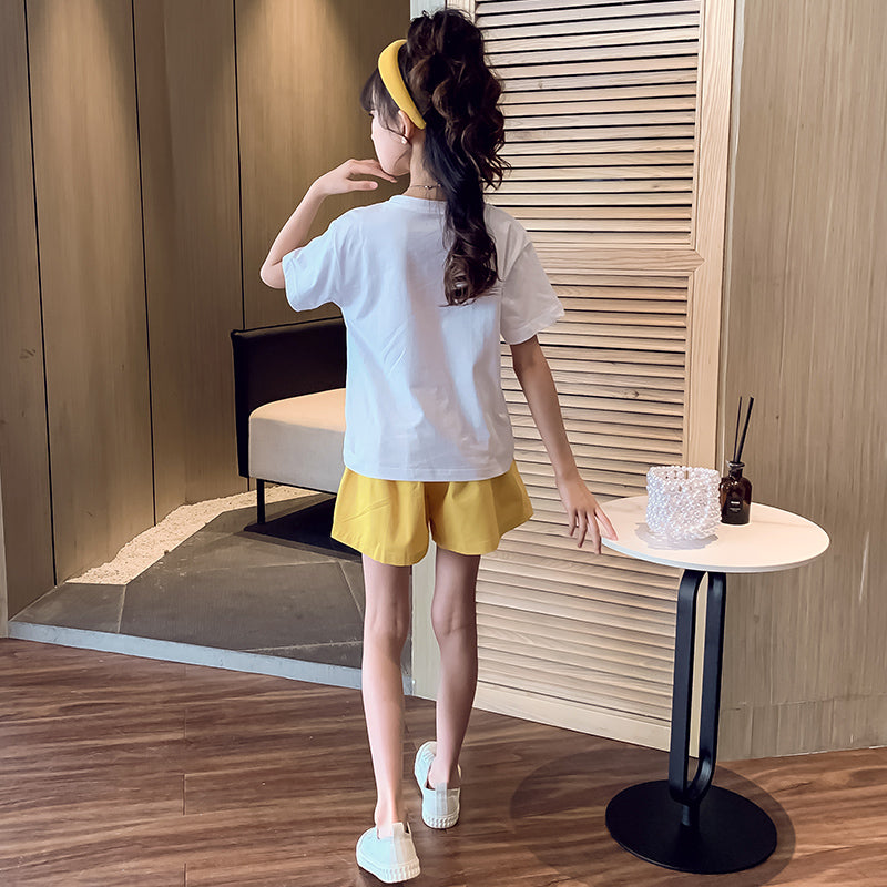 Girls Pure Cotton T-shirt With Shorts