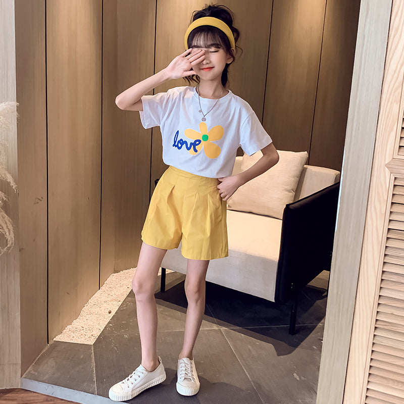 Girls Pure Cotton T-shirt With Shorts