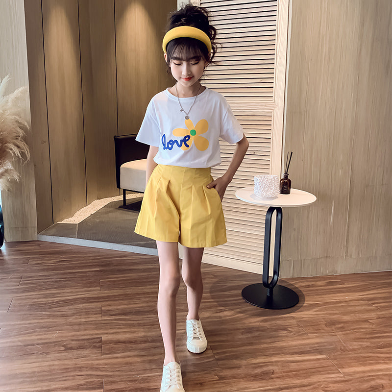 Girls Pure Cotton T-shirt With Shorts