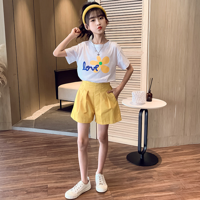 Girls Pure Cotton T-shirt With Shorts