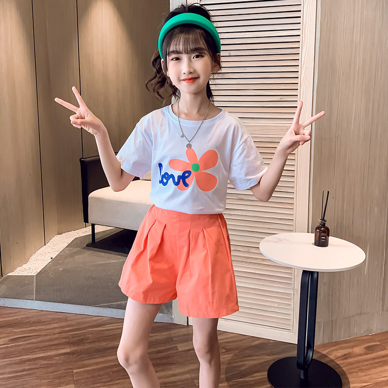 Solid T-shirt and Shorts Set