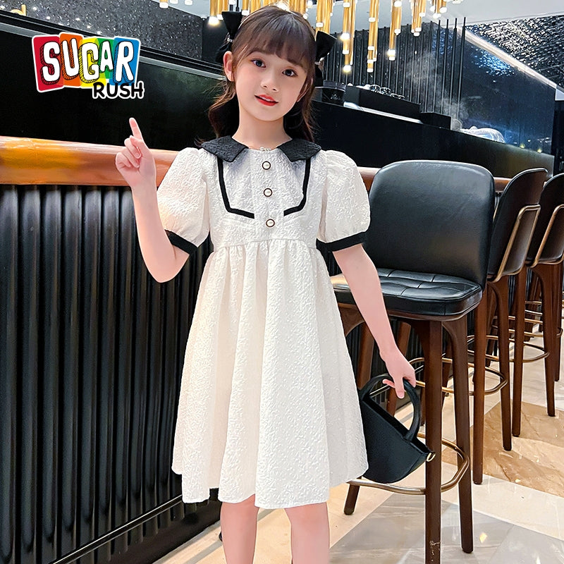 Girls Puff Sleeves A-Line Dress