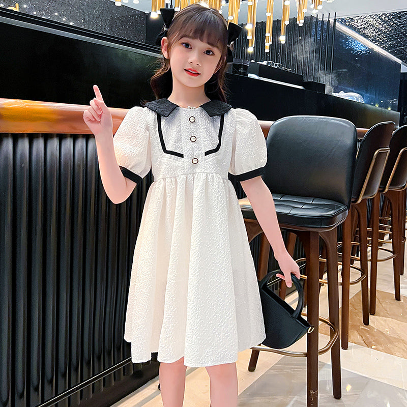 Girls Puff Sleeves A-Line Dress