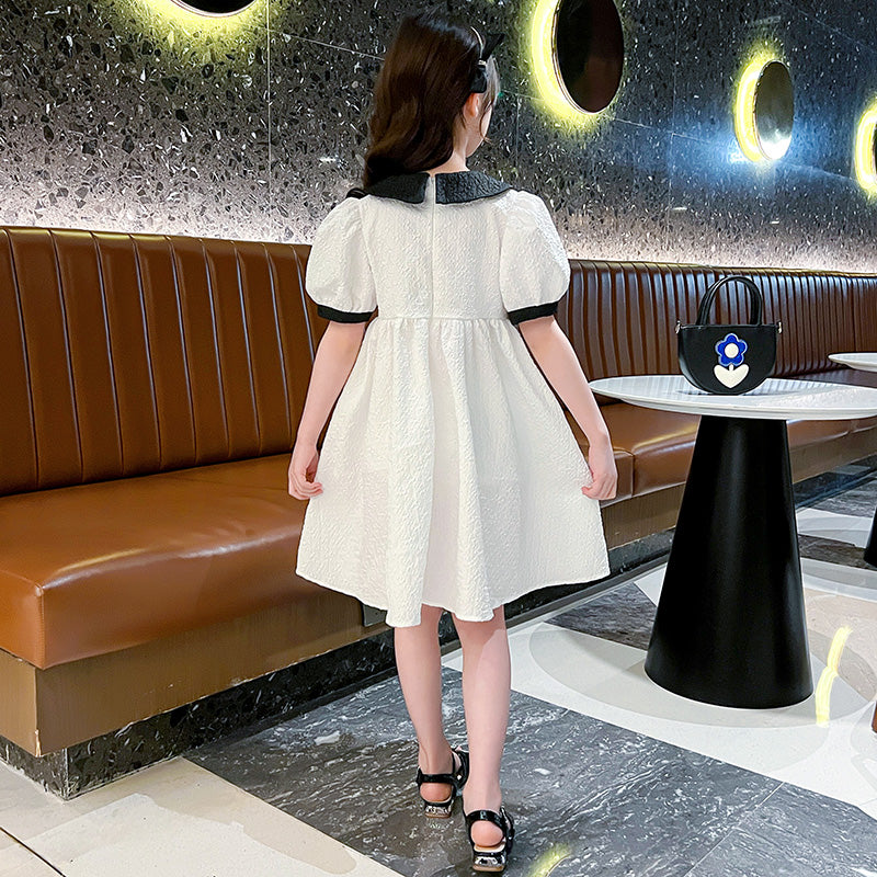 Girls Puff Sleeves A-Line Dress