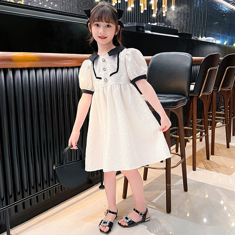Girls Puff Sleeves A-Line Dress