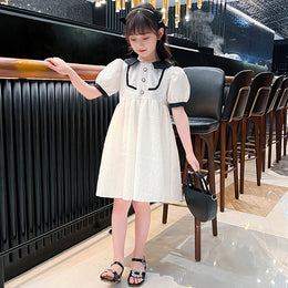Girls Puff Sleeves A-Line Dress