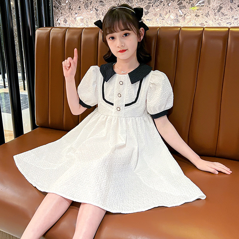 Girls Puff Sleeves A-Line Dress