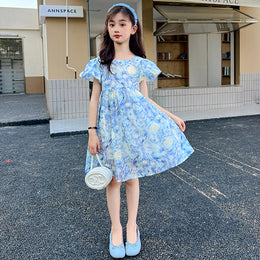 Girls Tie and Dye Print A-Line Dress