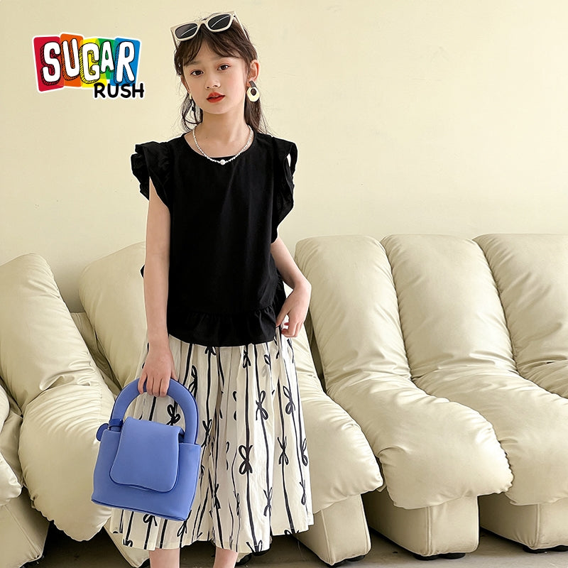 Girls Round Neck Pure Cotton Top with Trousers