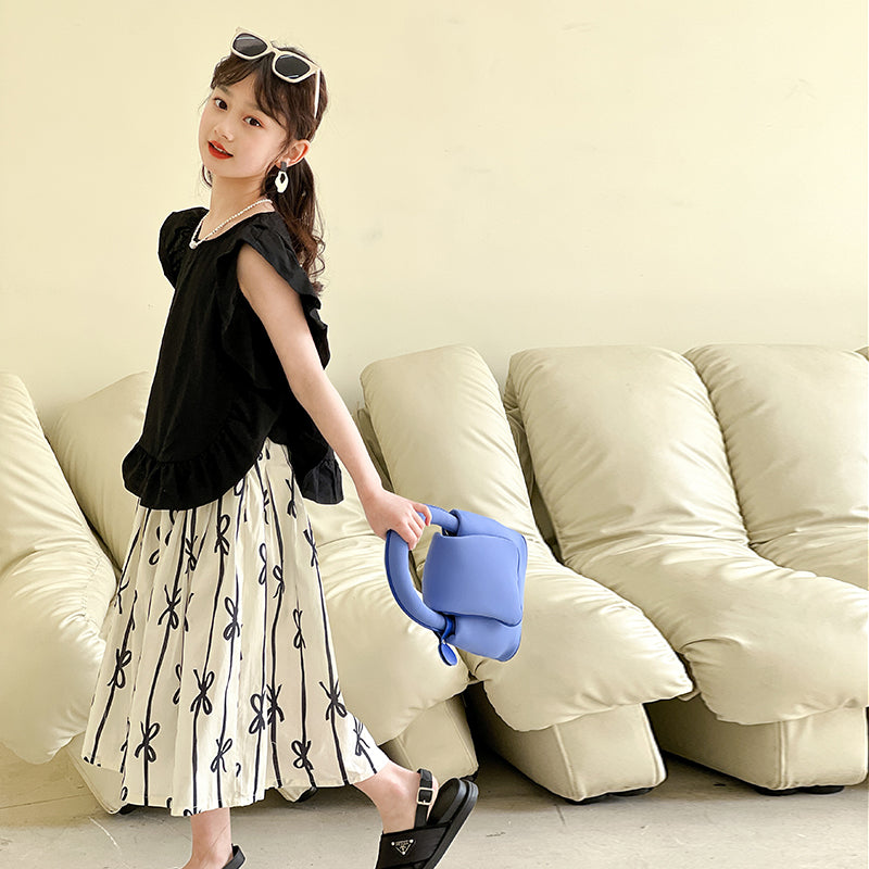 Girls Round Neck Pure Cotton Top with Trousers