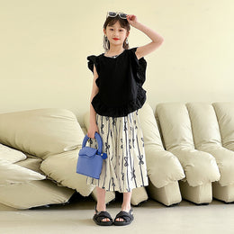 Girls Round Neck Pure Cotton Top with Trousers