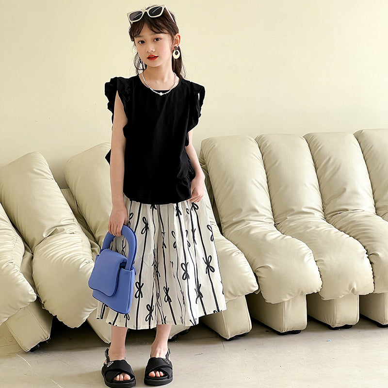 Girls Round Neck Pure Cotton Top with Trousers