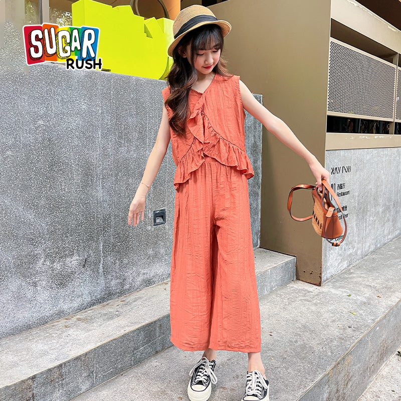 Girls V Neck Pure Cotton Top With Palazzos