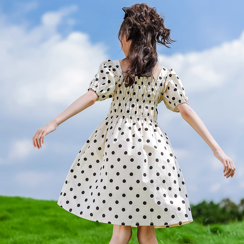 Girls Polka Dot Print A-Line Dress