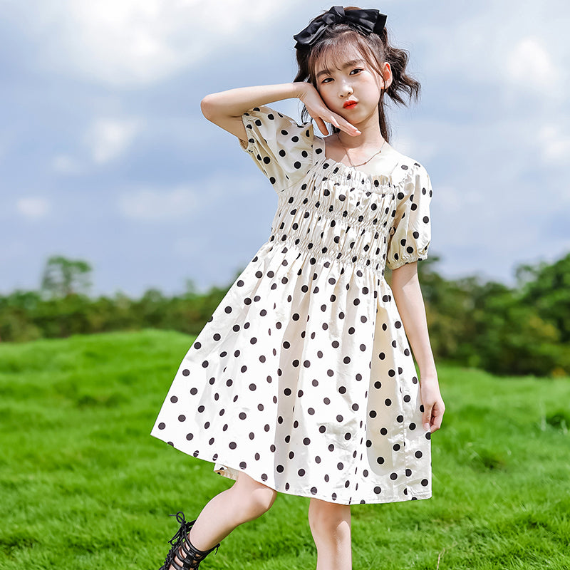 Girls Polka Dot Print A-Line Dress