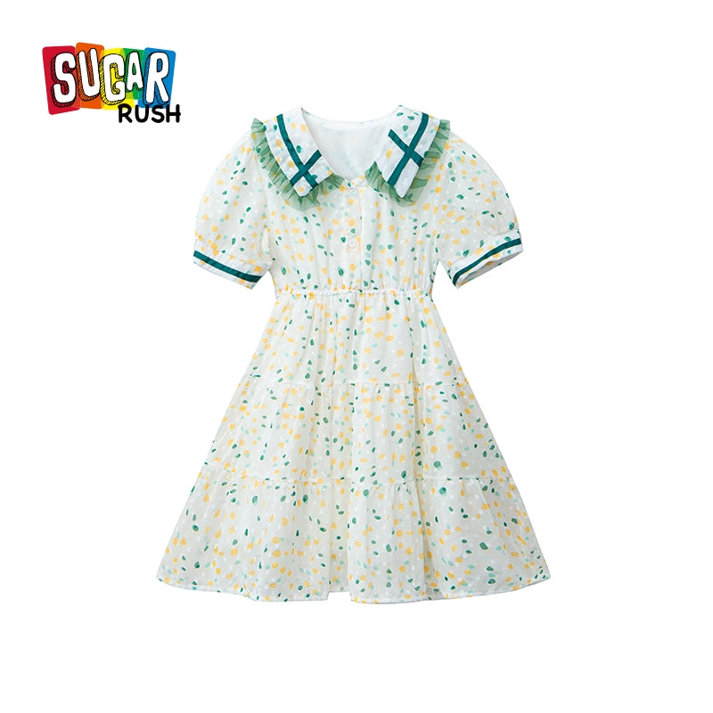 Girls Floral Print Fit & Flare Dress