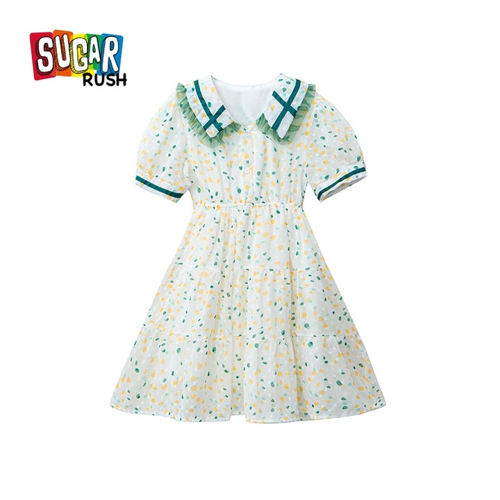 Girls Floral Print Fit & Flare Dress