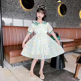 Girls Floral Print Fit & Flare Dress