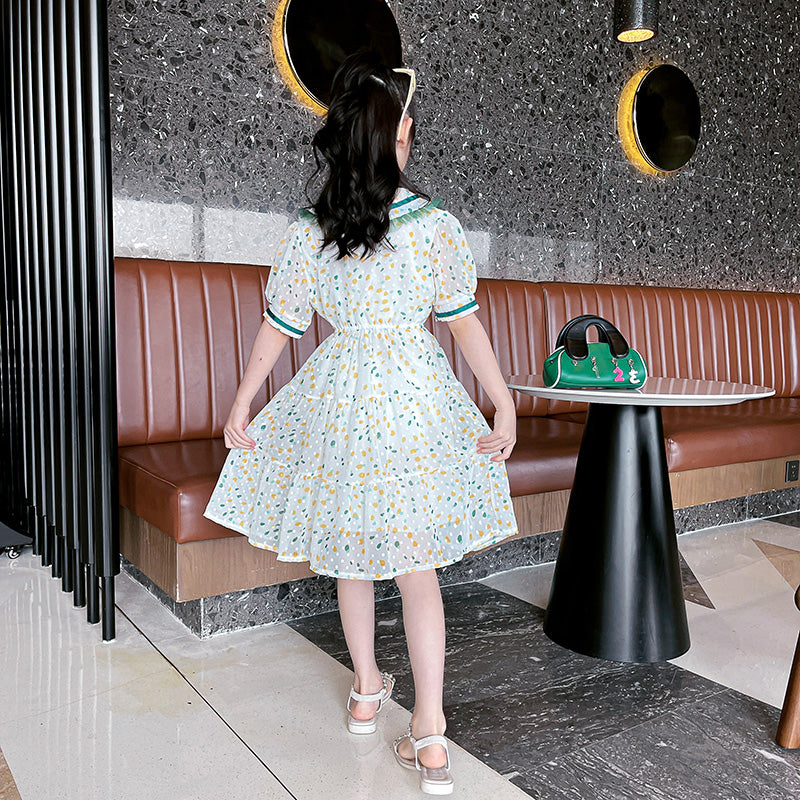 Girls Floral Print Fit & Flare Dress