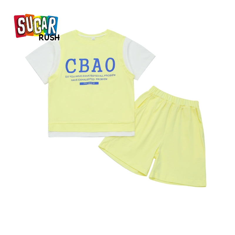 Girls Colourblocked Top with Shorts