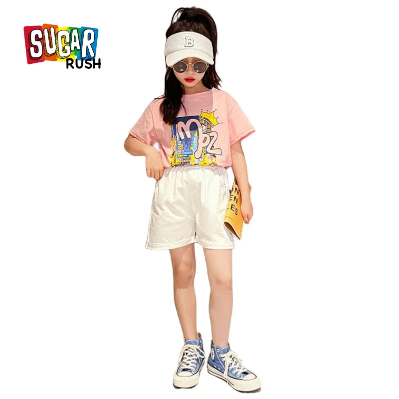 Girls Printed T-shirt With Shorts