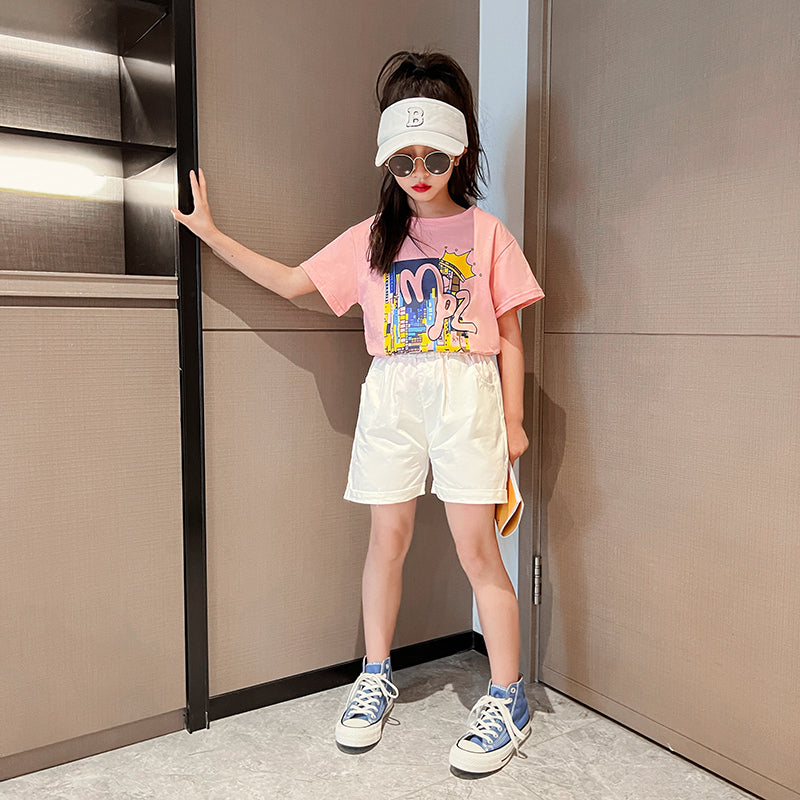 Girls Printed T-shirt With Shorts